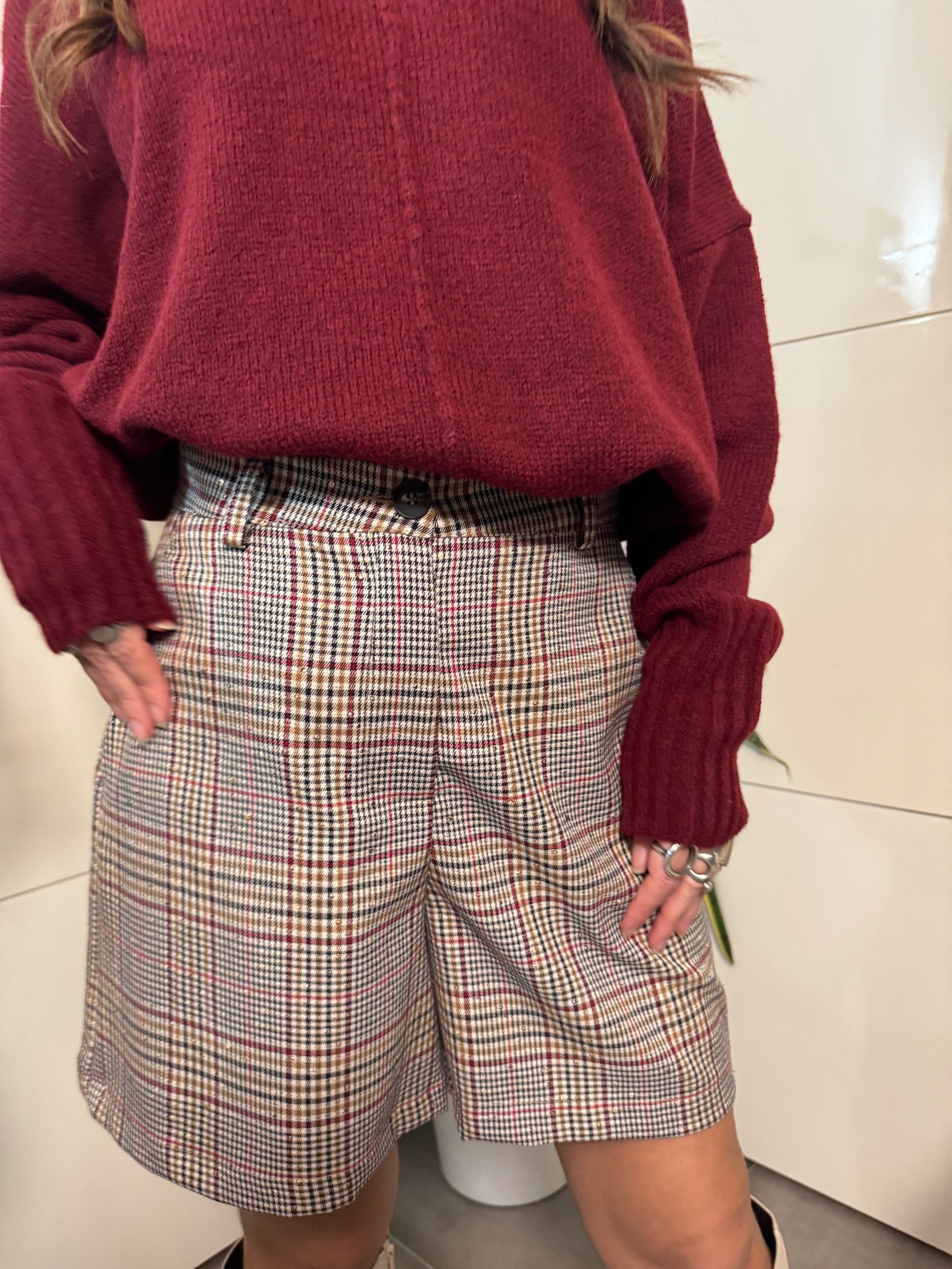 Pantaloncino, tessuto check -Motel