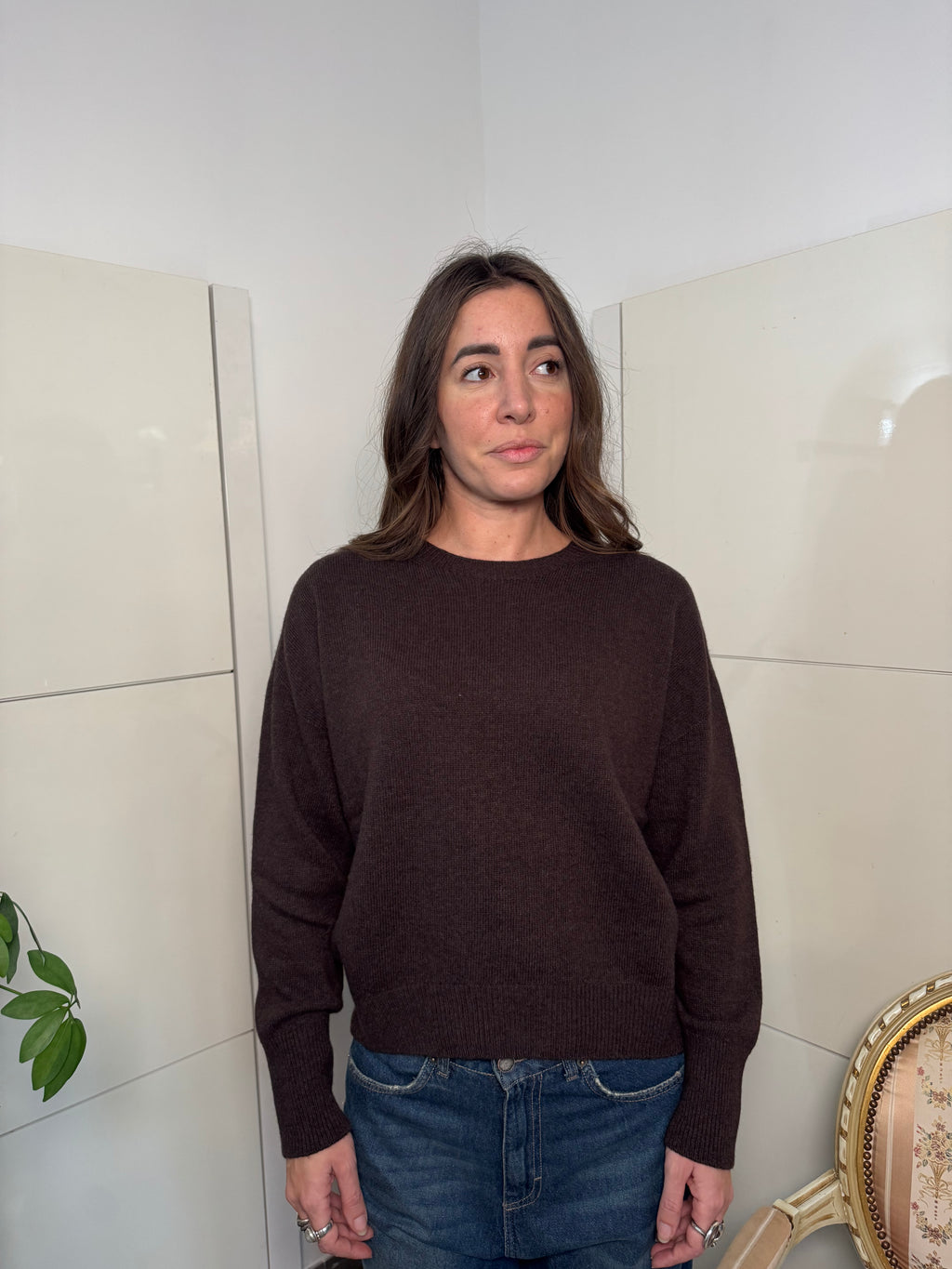 Maglione basic girocollo marrone - Tensione in