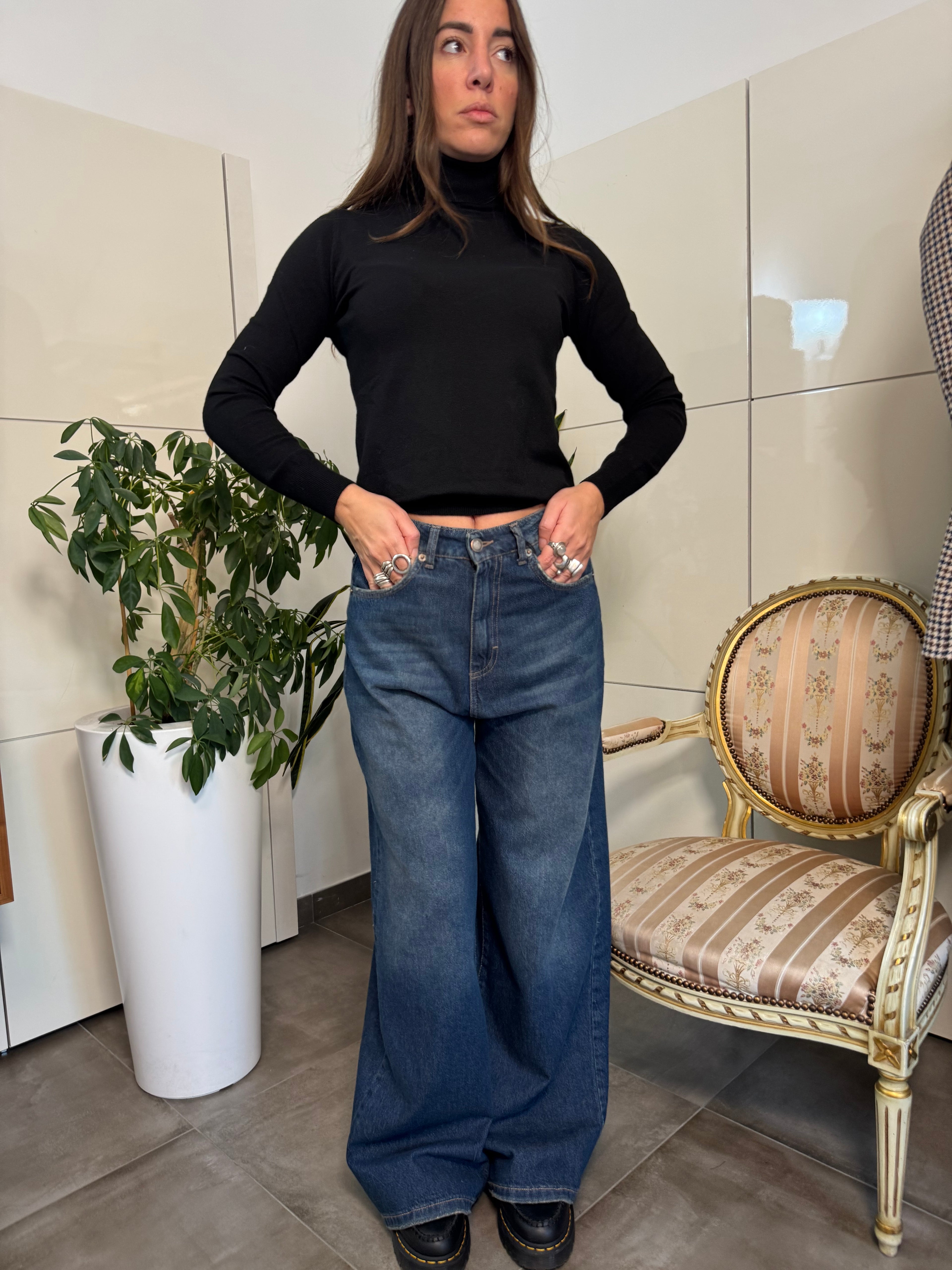 Jeans Giusy baggy vita media-Tensione In