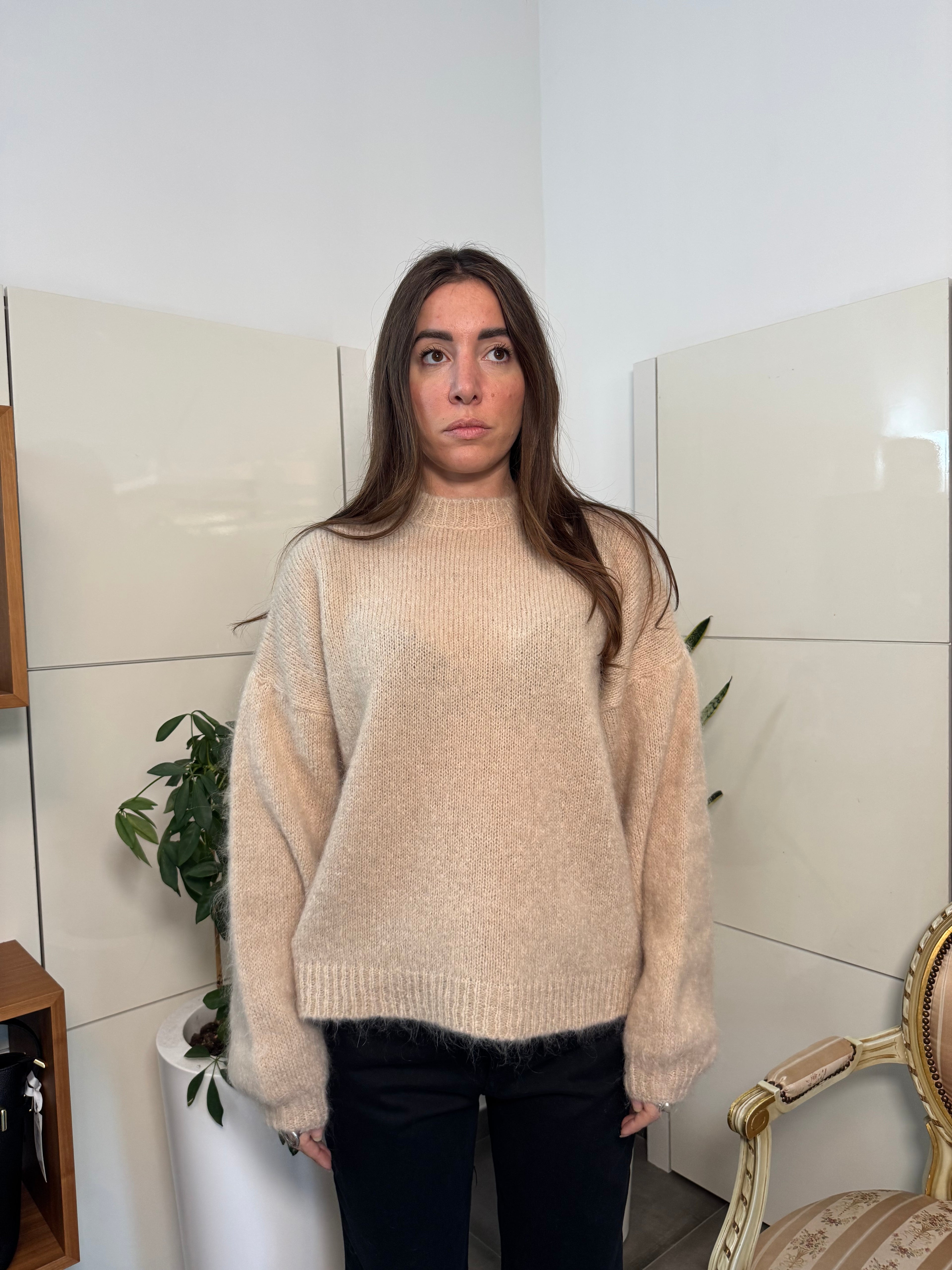 Maglione girocollo,lana morbido-Tensione In