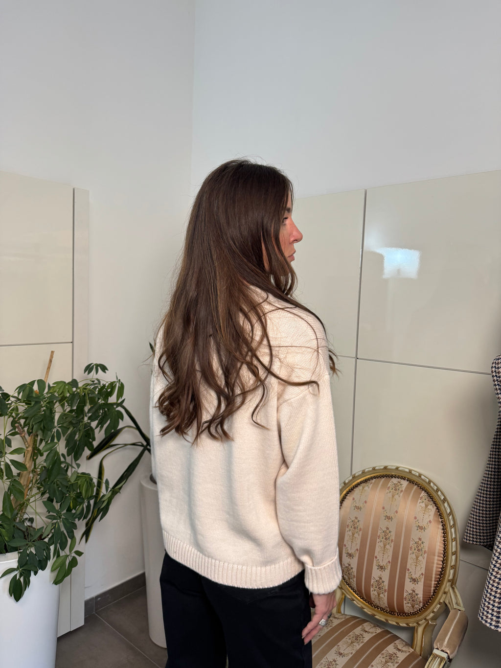 Maglione girocollo, lana stampa orso-Motel