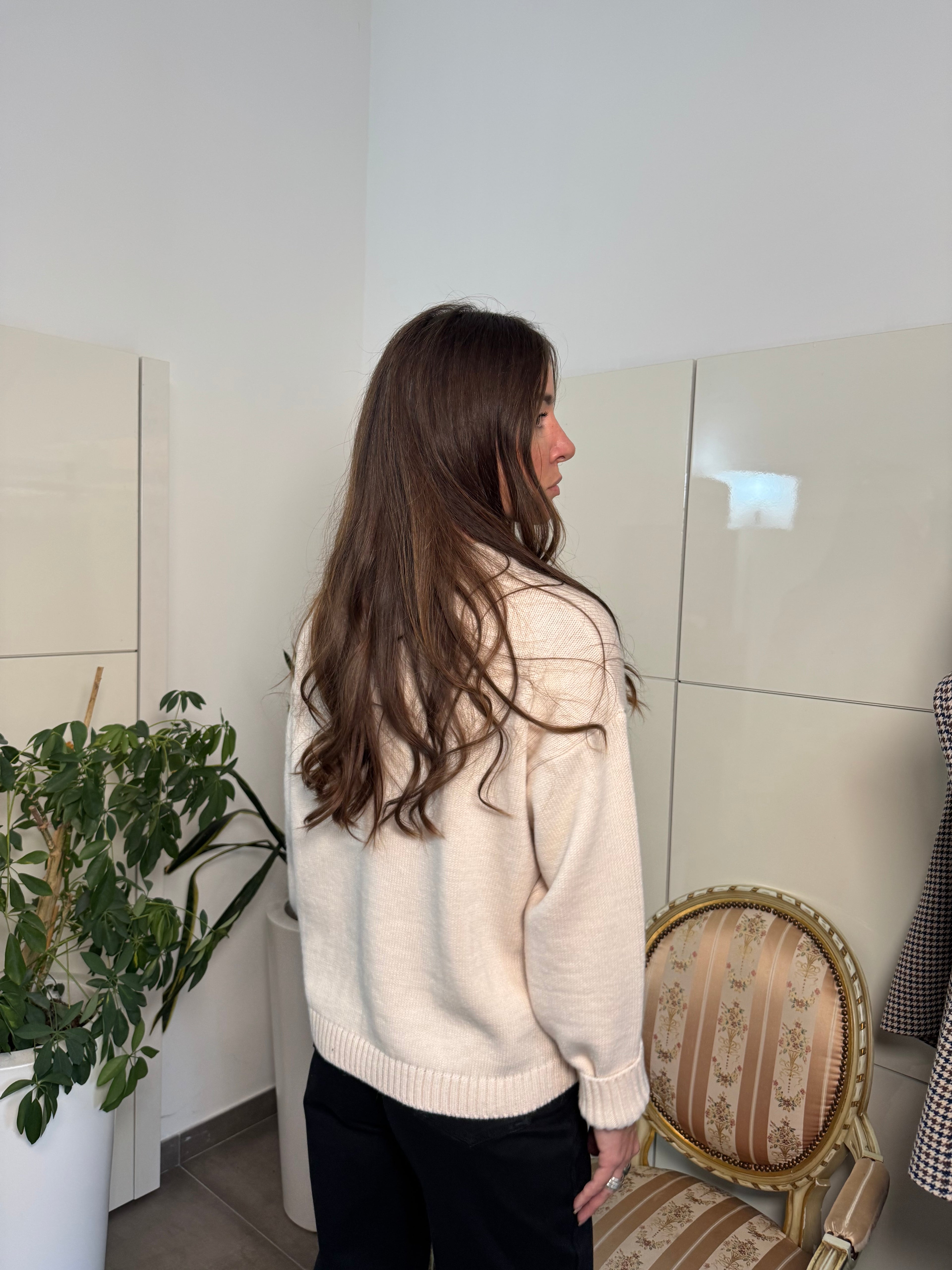 Maglione girocollo, lana stampa orso-Motel