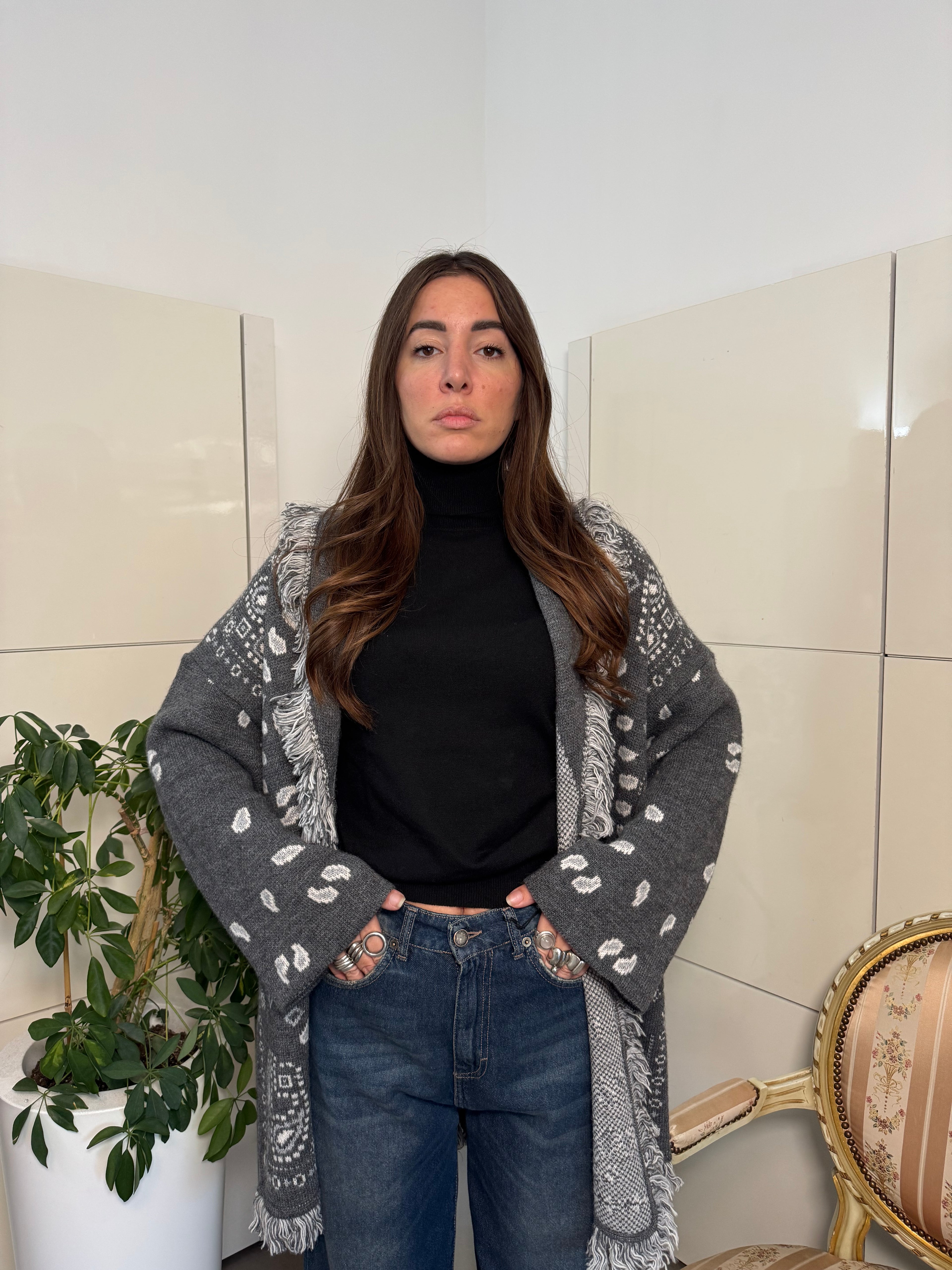 Cardigan Bandana grigio-Tensione In