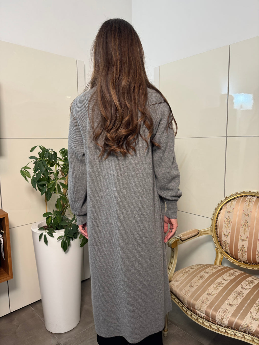 Cardigan lungo grigio-Motel