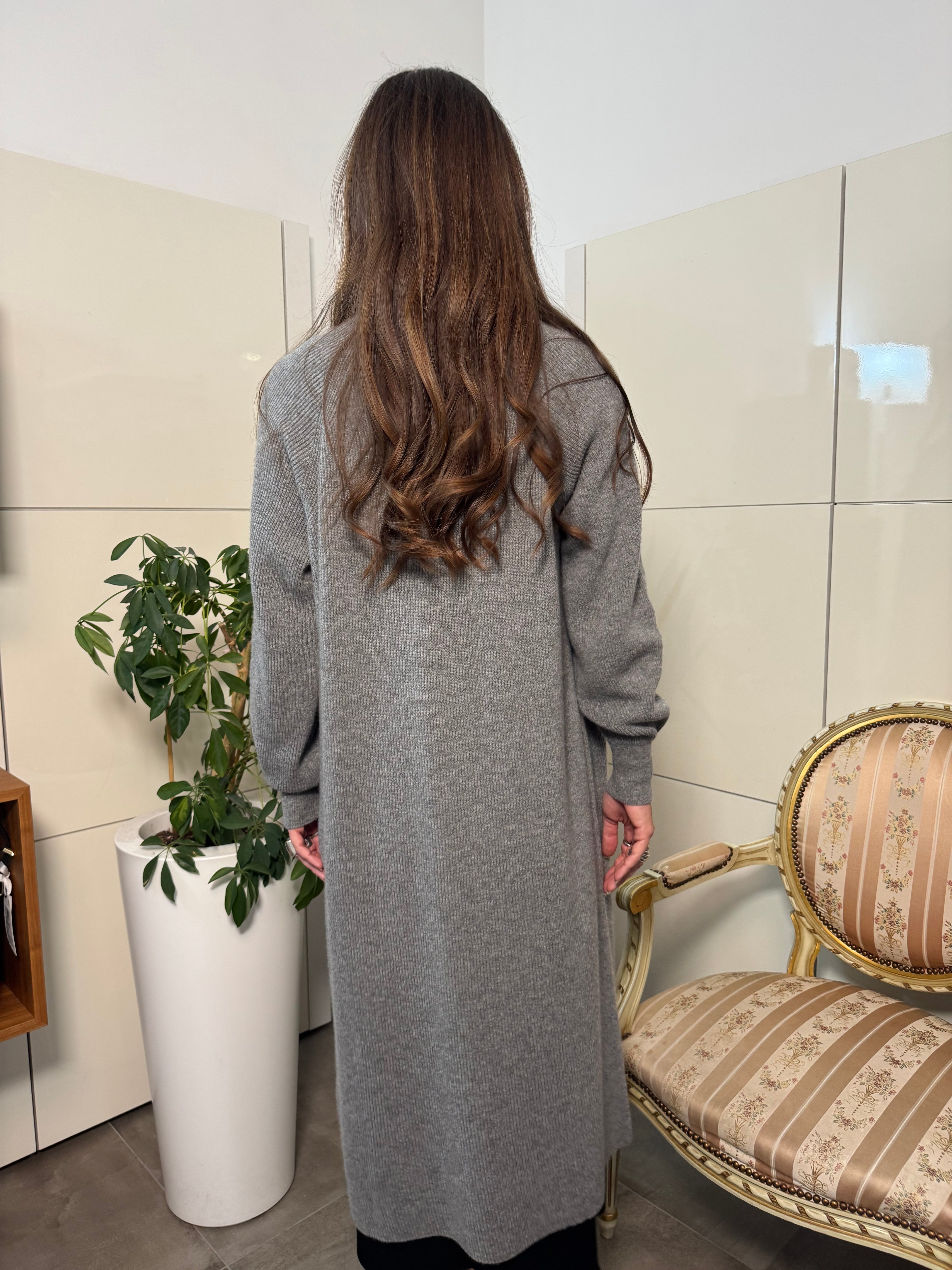 Cardigan lungo grigio-Motel