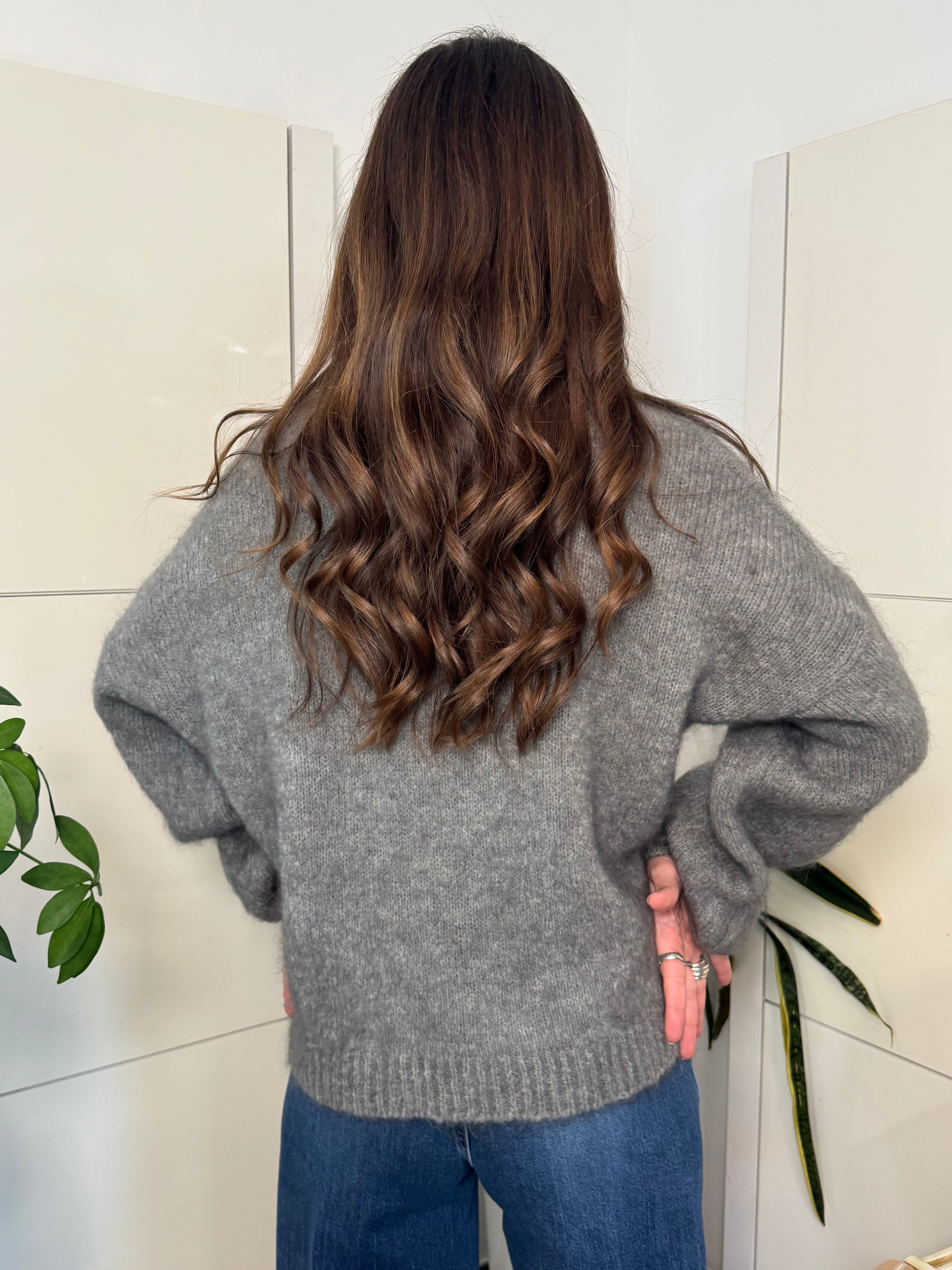 Maglione girocollo, grigio, lana - Tensione in