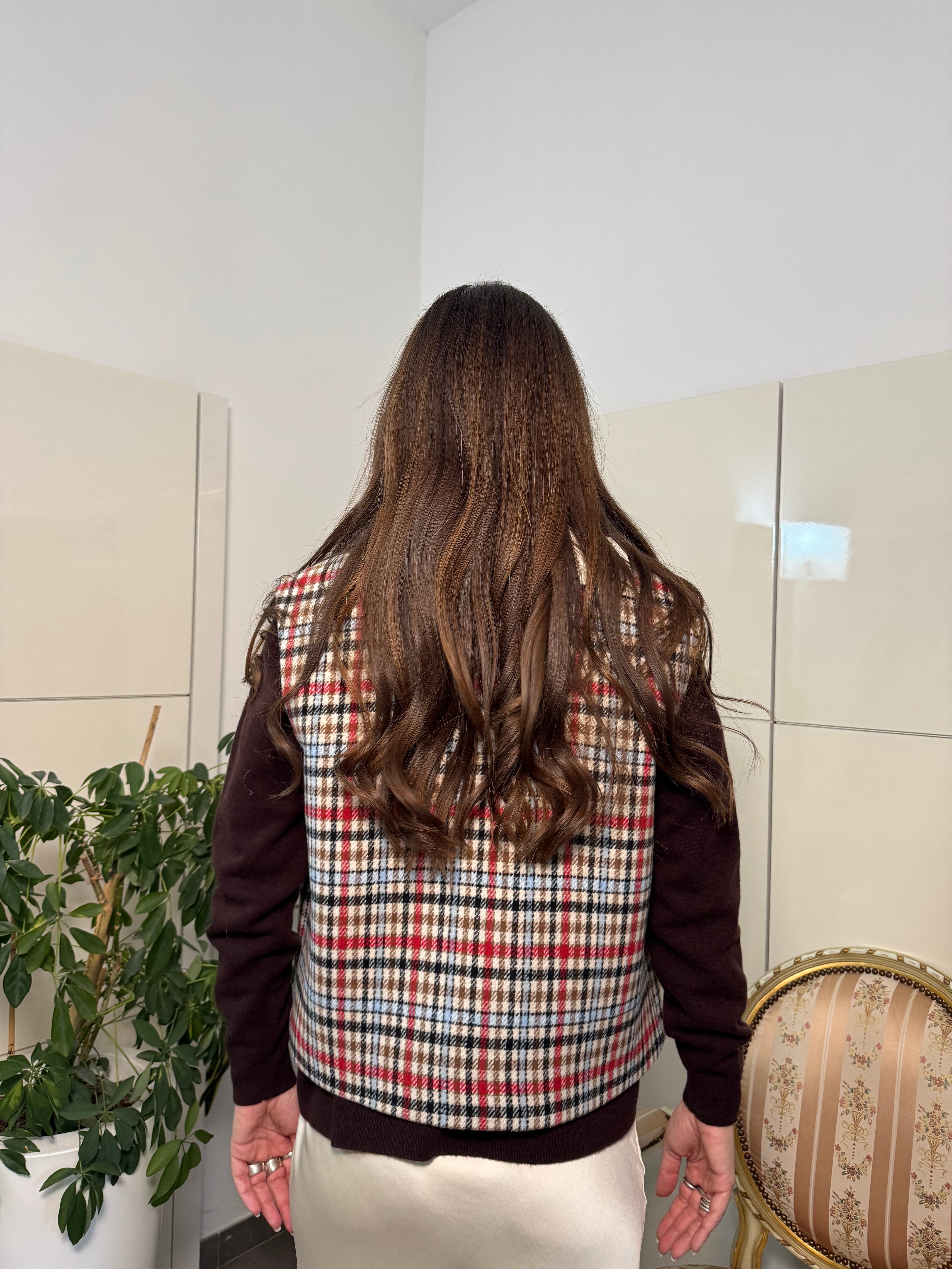 Giacca gilet fantasia con spilla- Tensione In