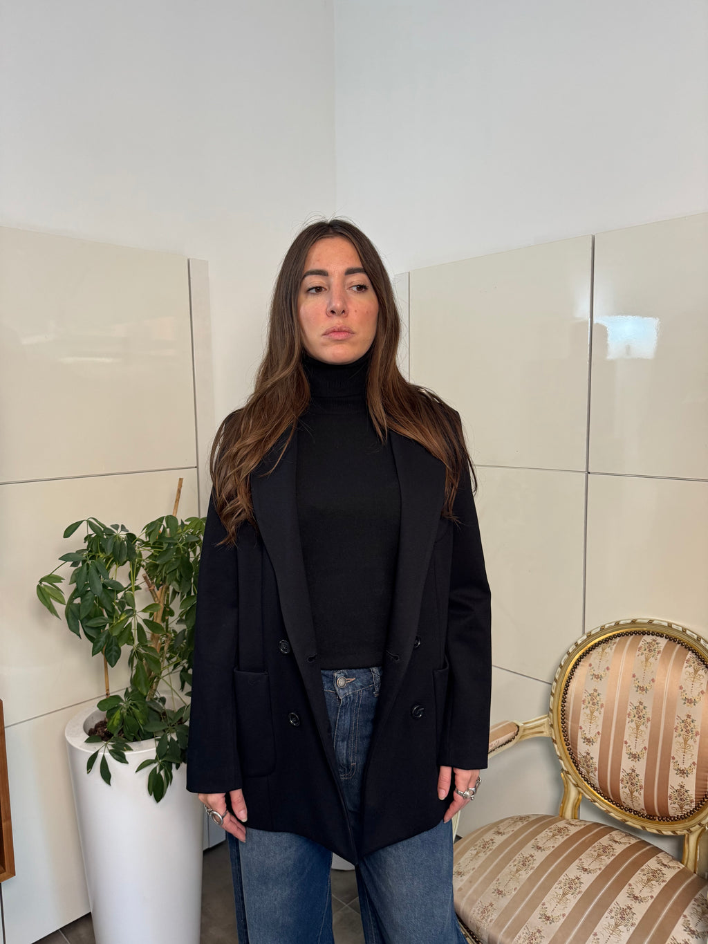 Blazer nero doppiopetto bottoni- Motel