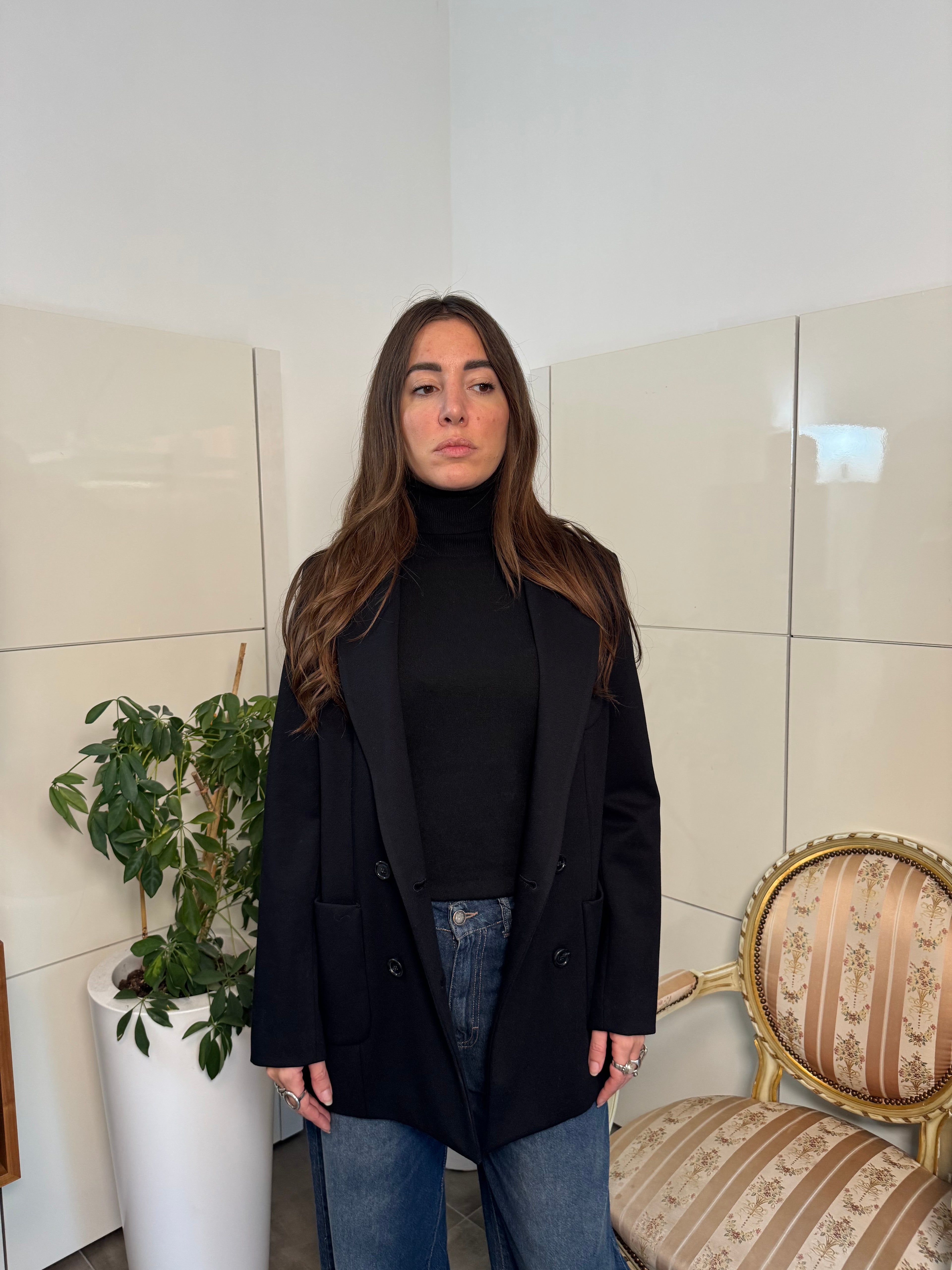 Blazer nero doppiopetto bottoni- Motel