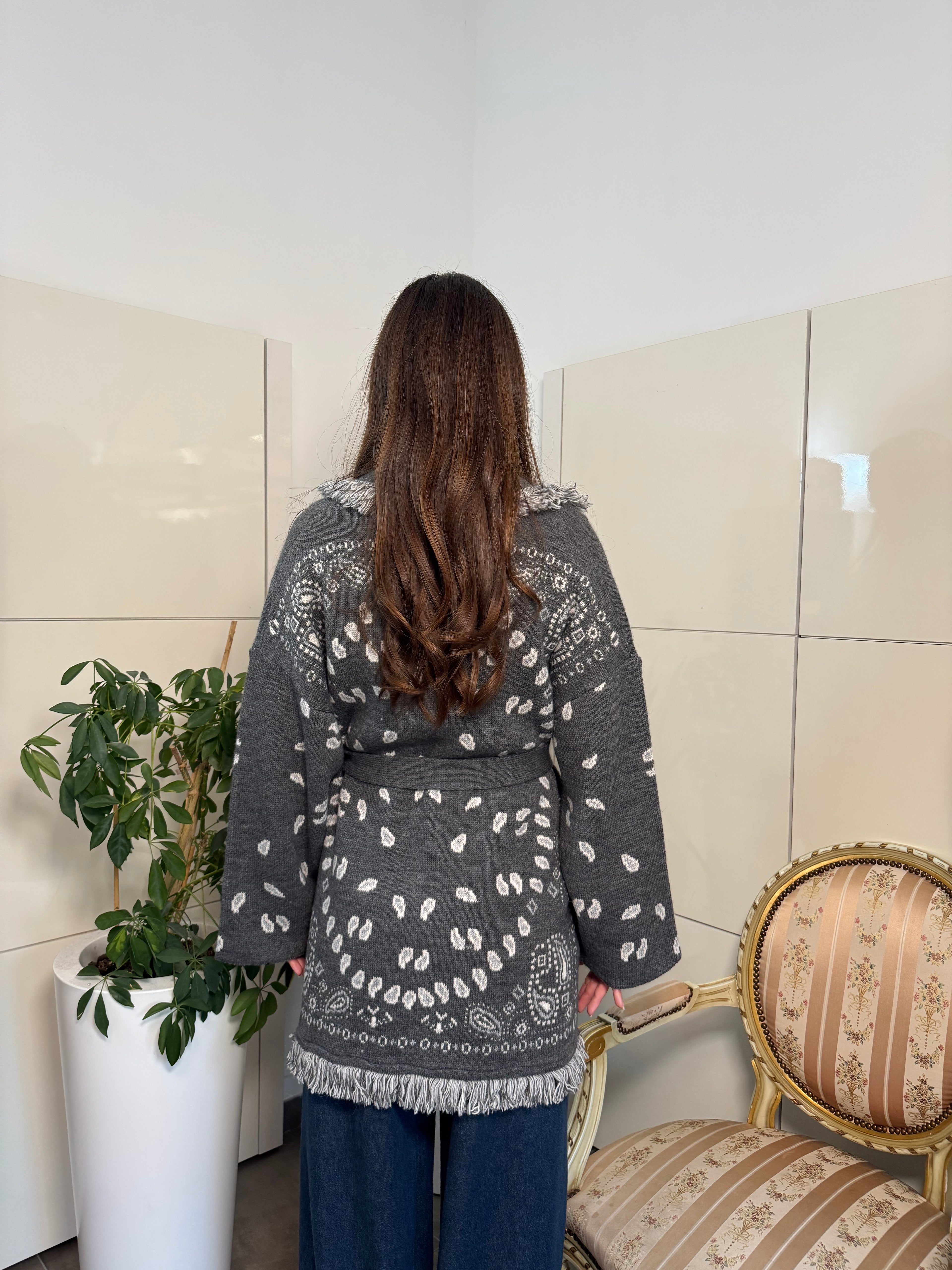 Cardigan Bandana grigio-Tensione In