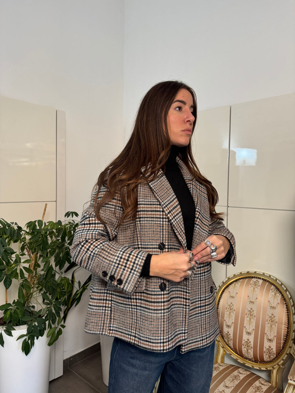 Giacca principe di Galles doppiopetto-Tensione In