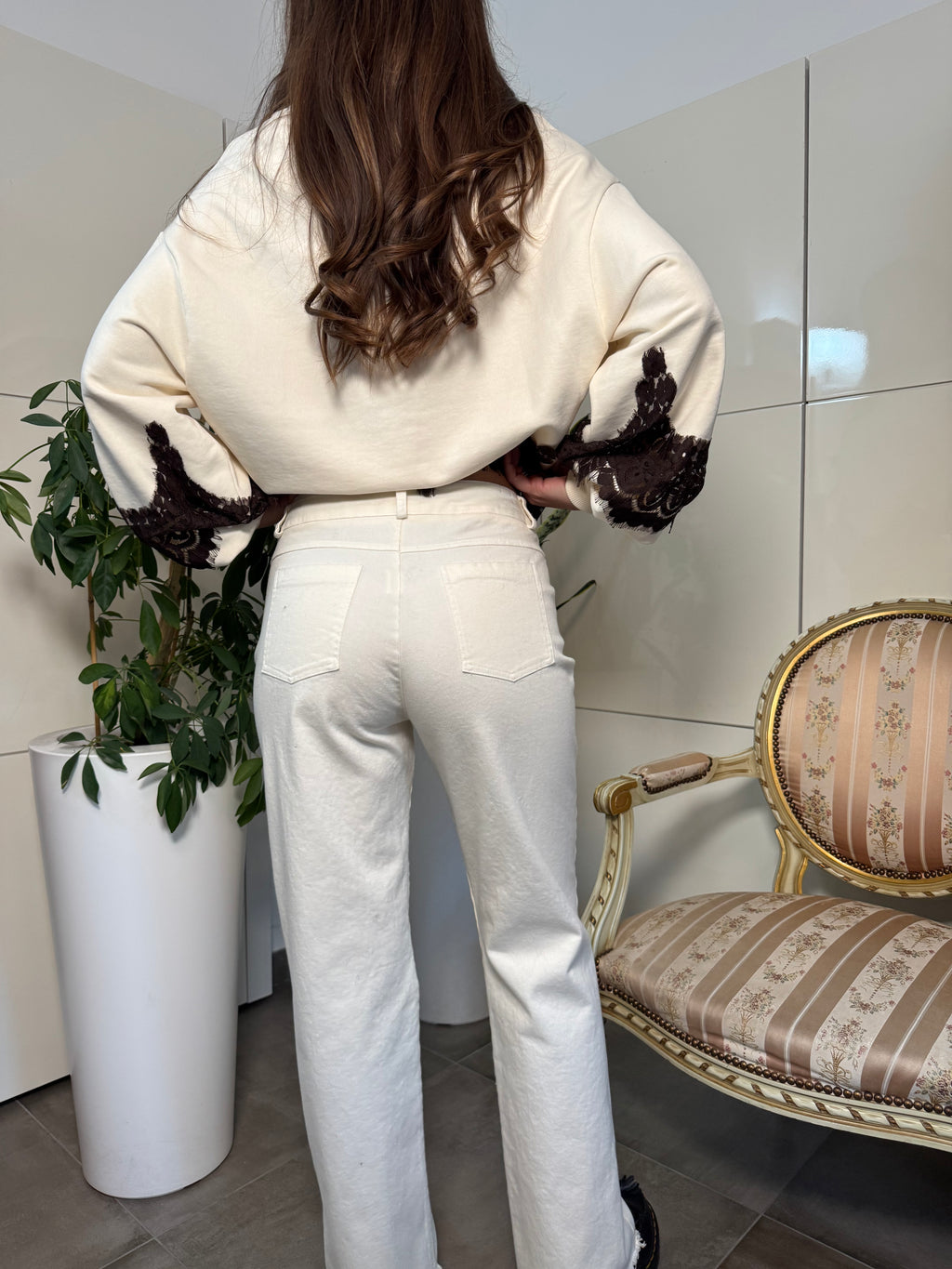 Jeans panna taglio vivo-Tensione In