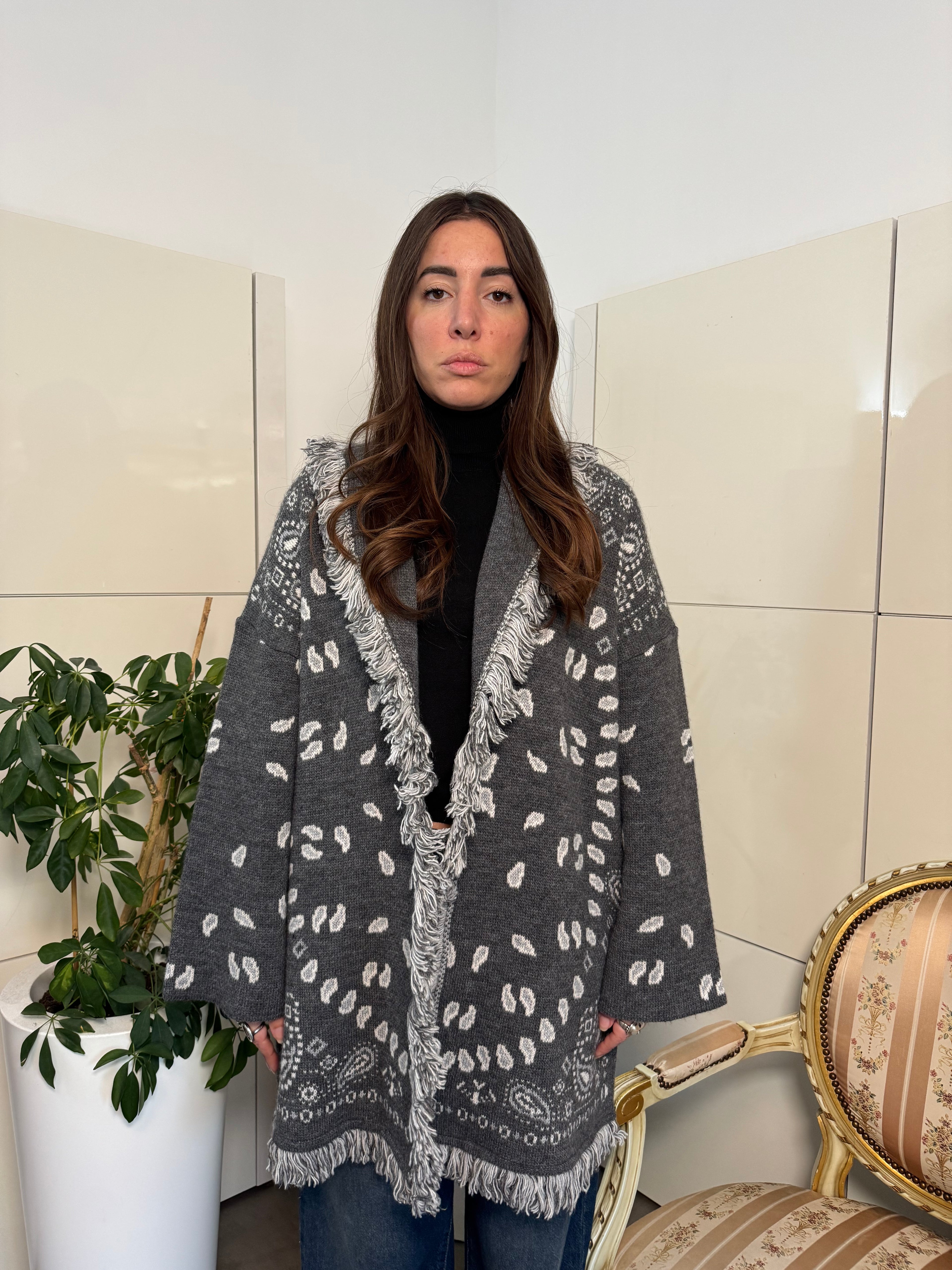 Cardigan Bandana grigio-Tensione In