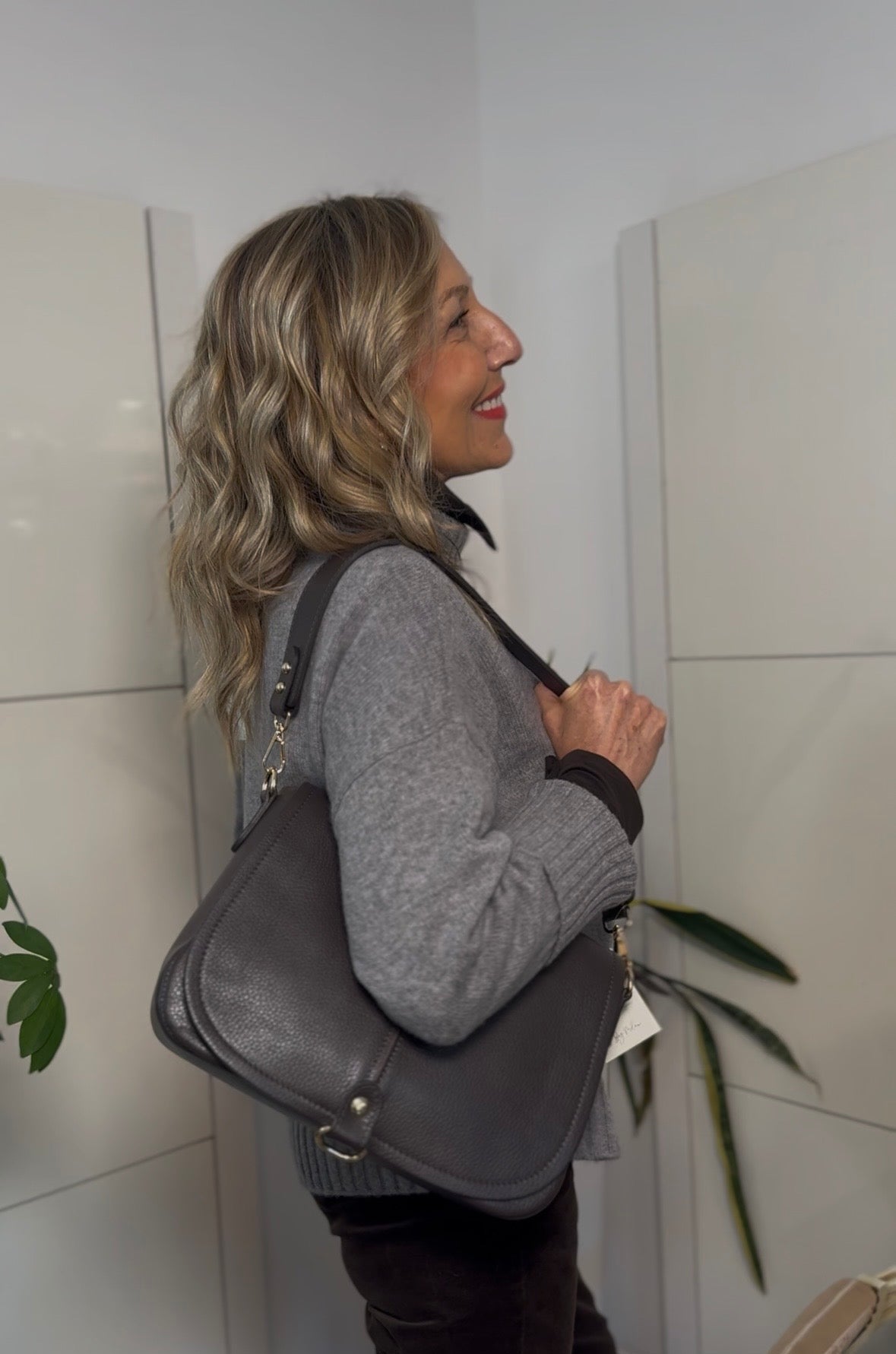 Borsa tracolla pelle, moro