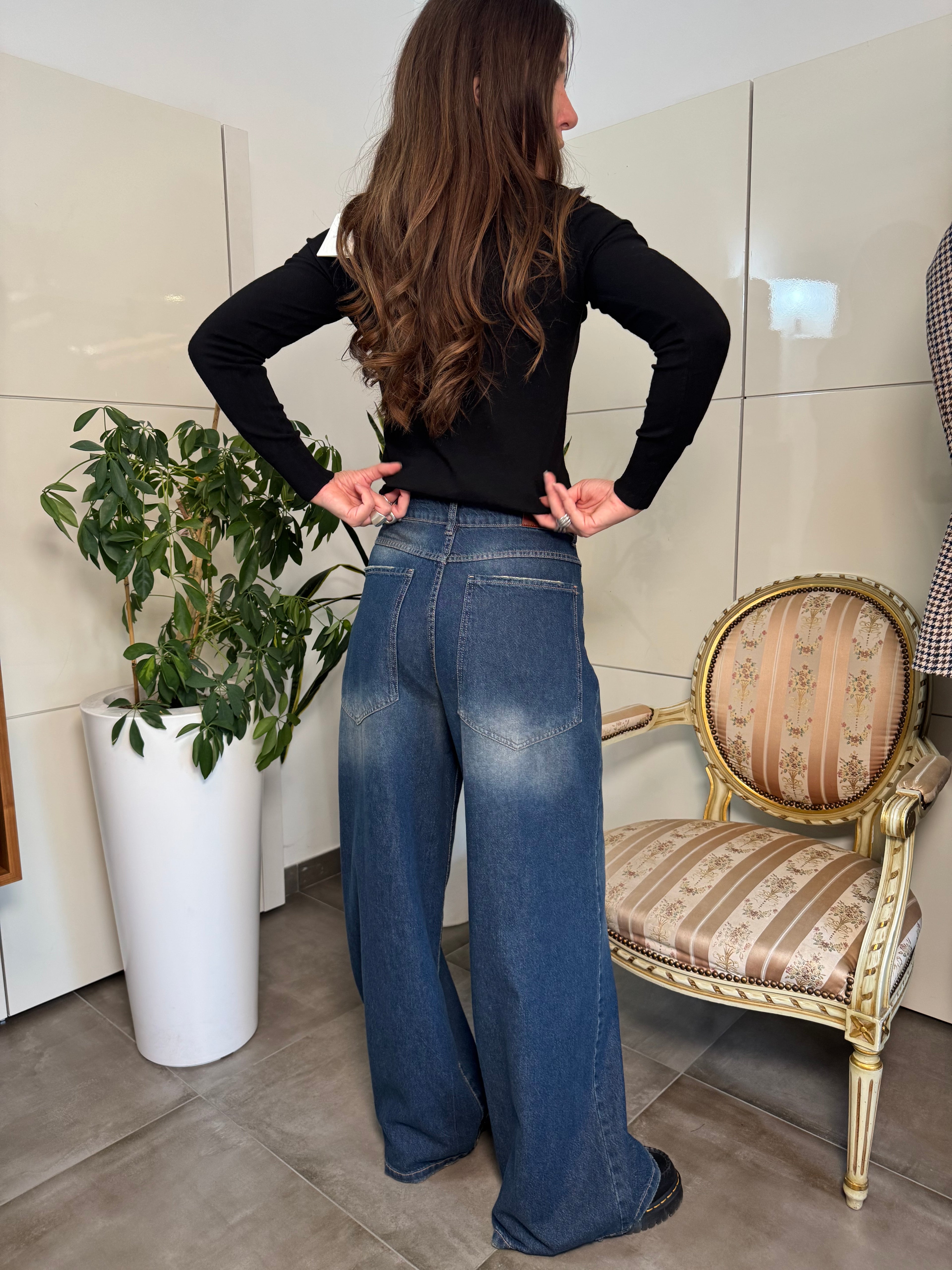 Jeans Giusy baggy vita media-Tensione In