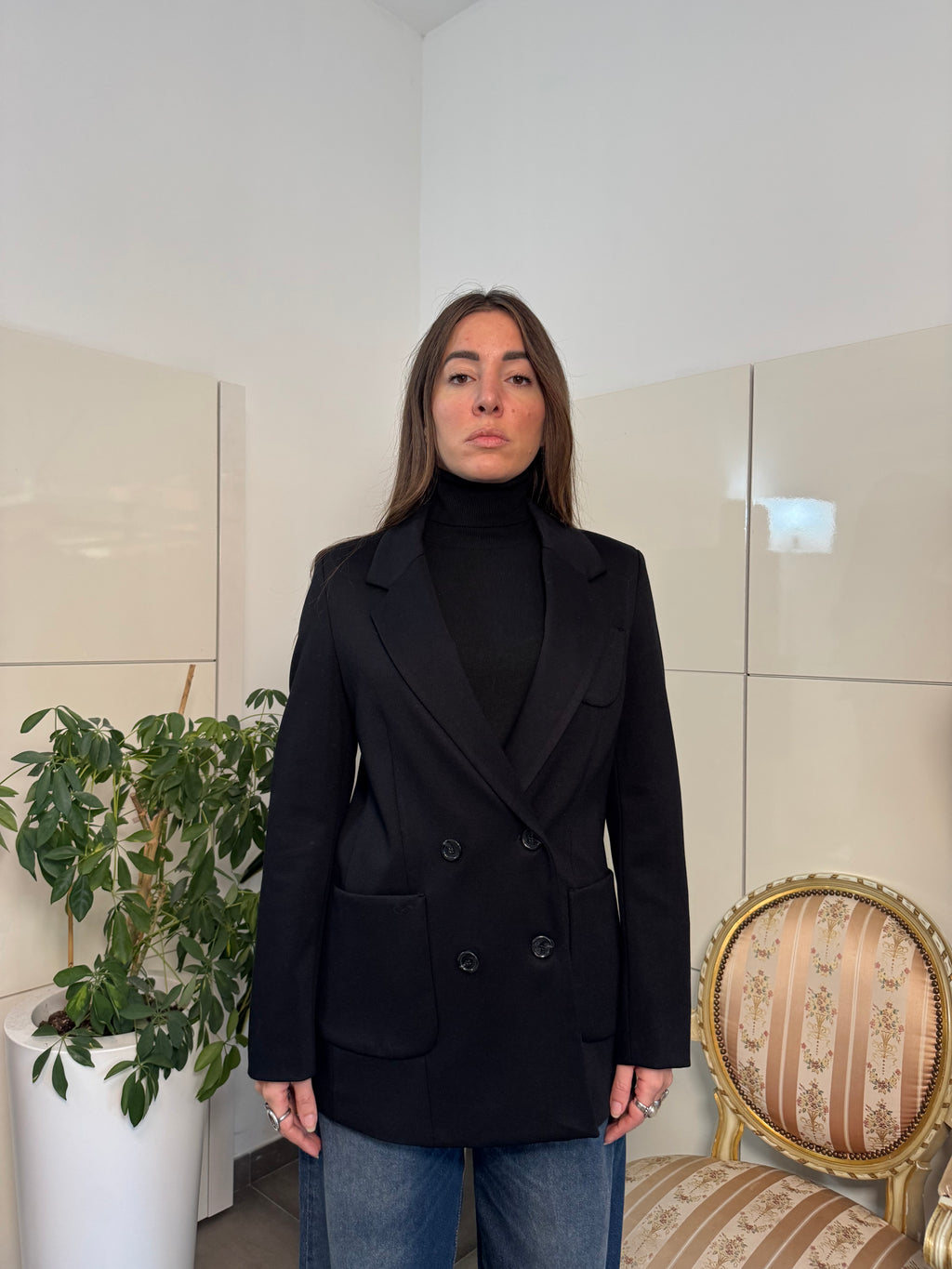 Blazer nero doppiopetto bottoni- Motel