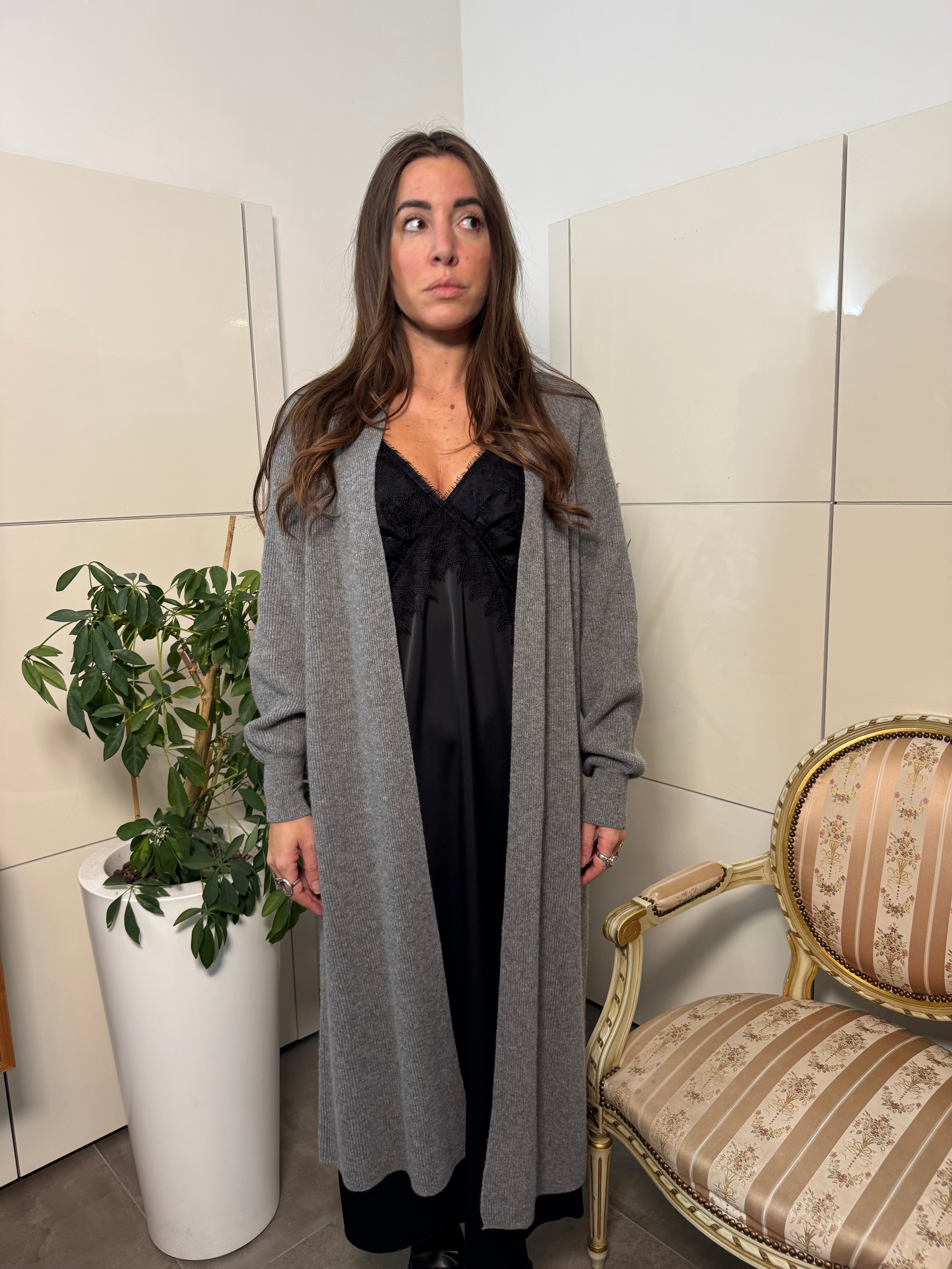 Cardigan lungo grigio-Motel