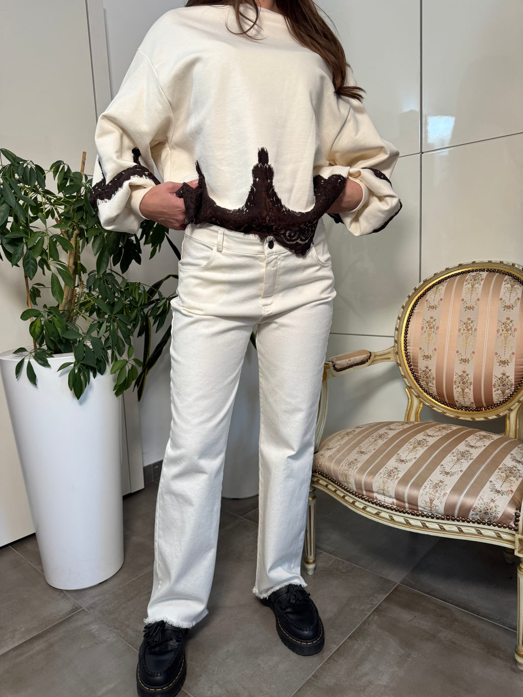 Jeans panna taglio vivo-Tensione In