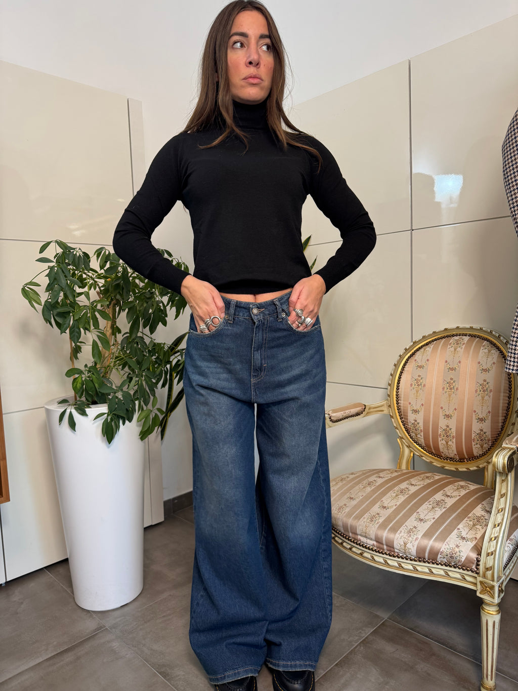 Jeans Giusy baggy vita media-Tensione In