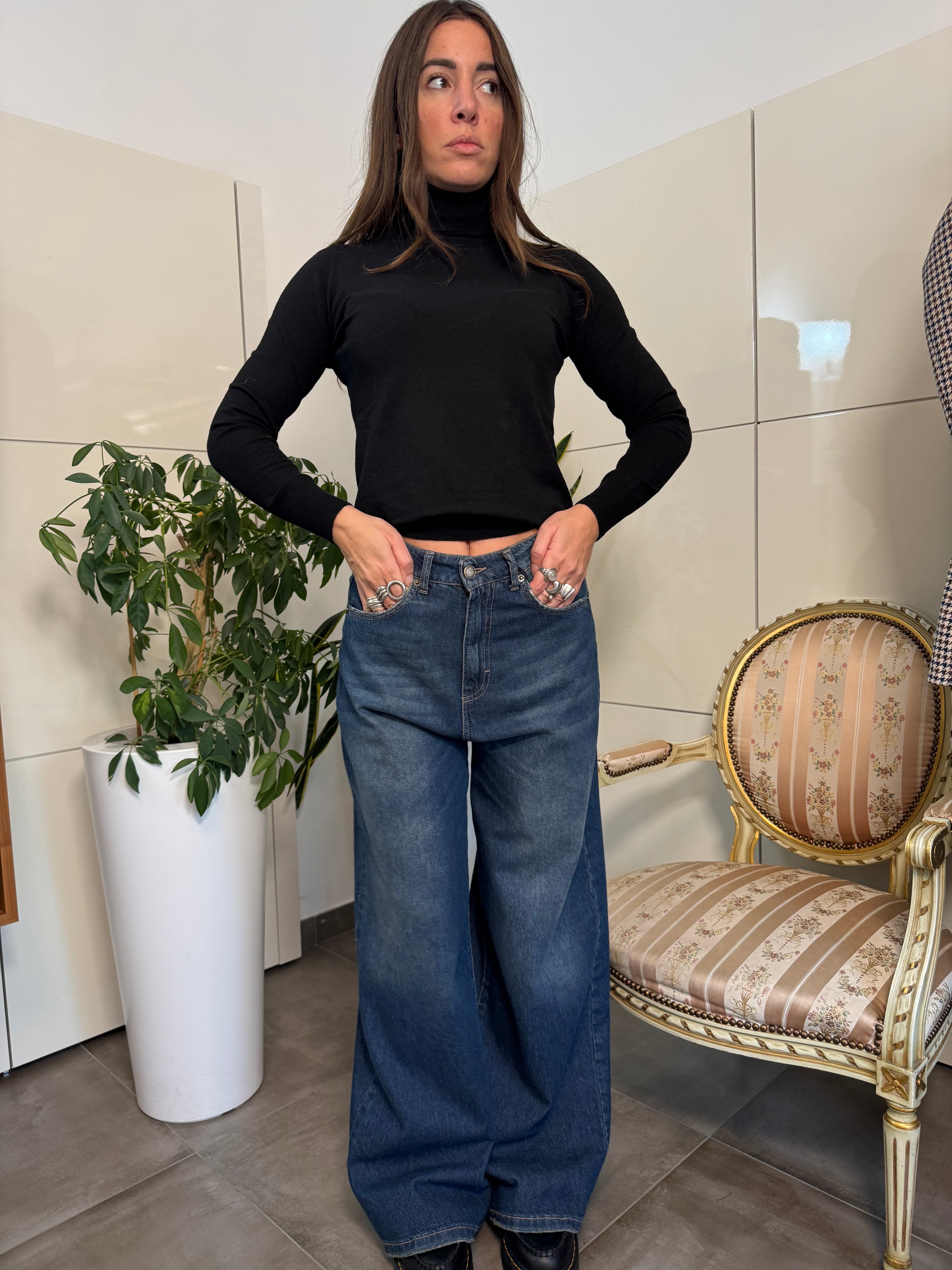 Jeans Giusy baggy vita media-Tensione In