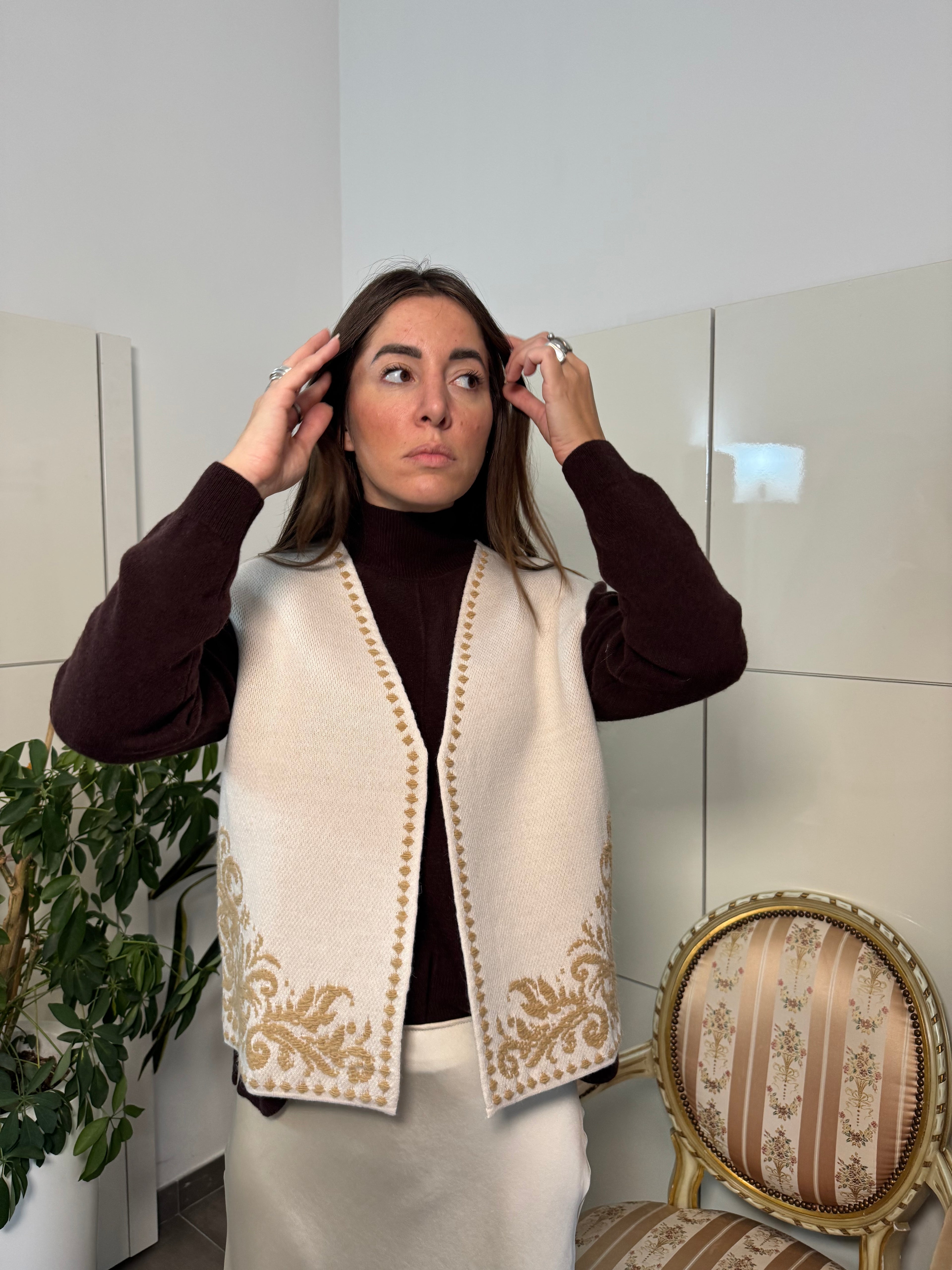 Gilet arabesque senza bottoni-Motel