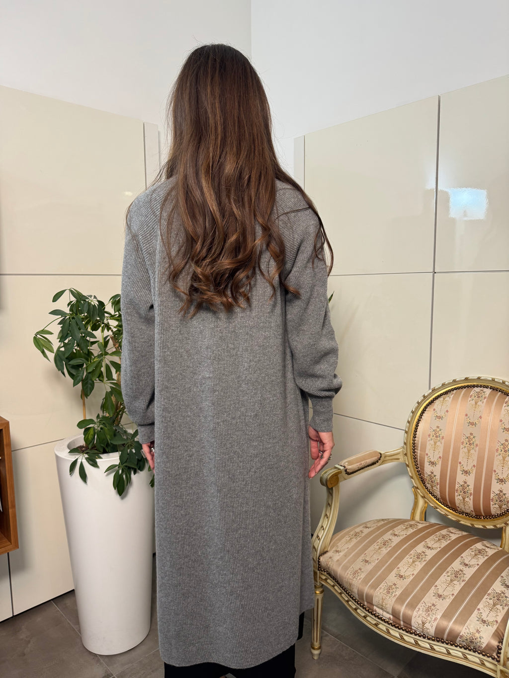 Cardigan lungo grigio-Motel