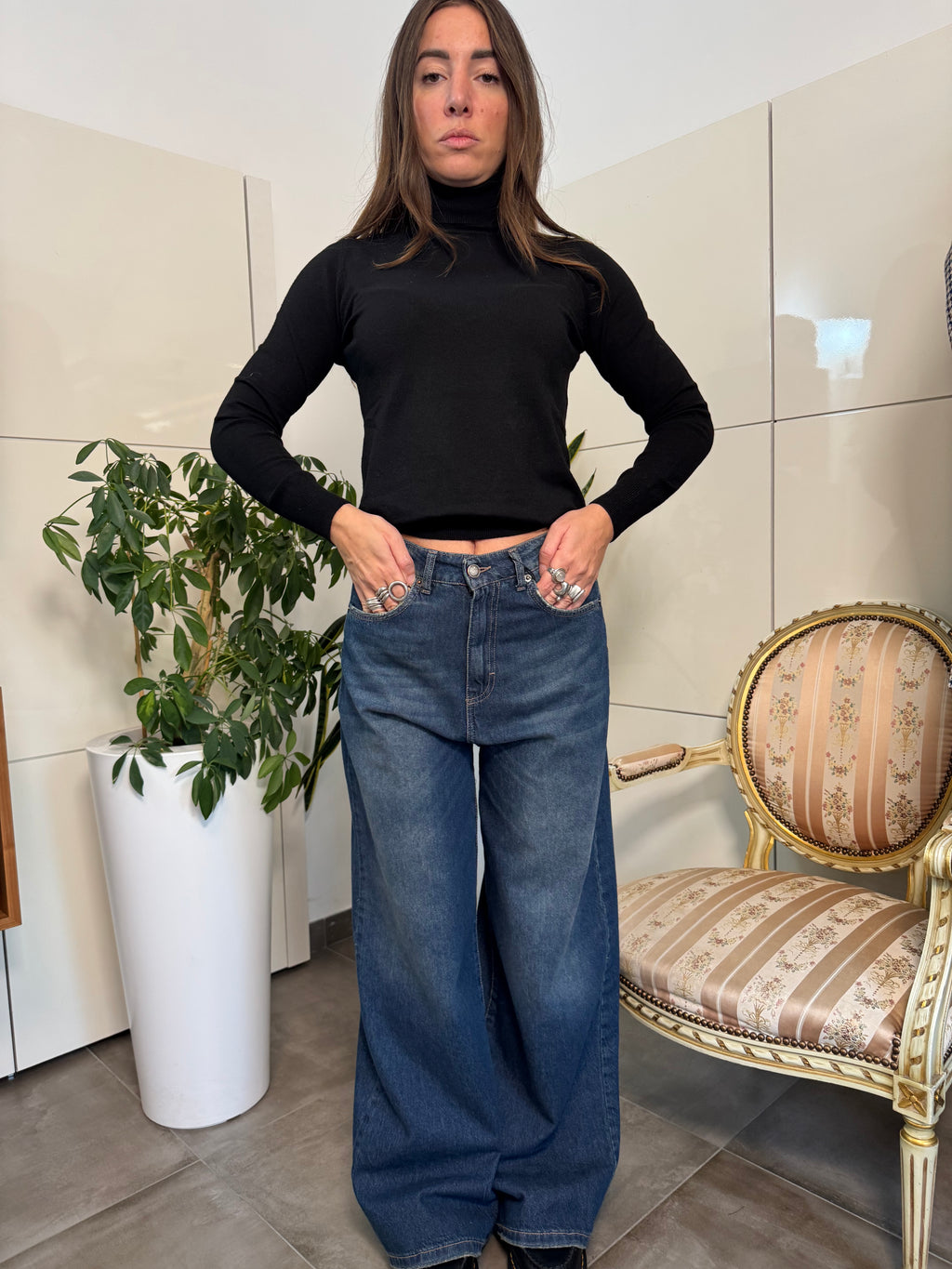 Jeans Giusy baggy vita media-Tensione In