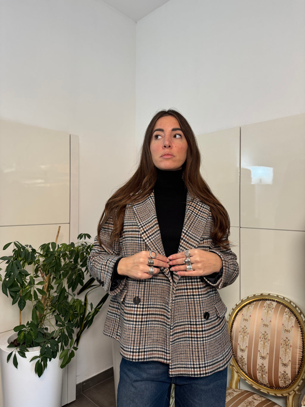 Giacca principe di Galles doppiopetto-Tensione In