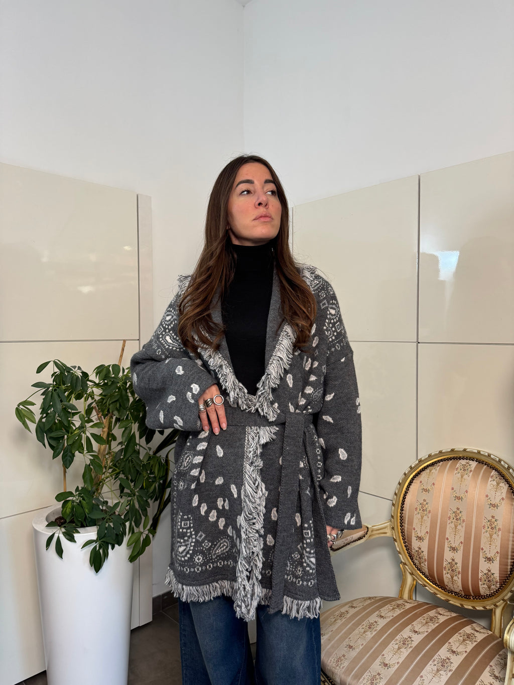 Cardigan Bandana grigio-Tensione In