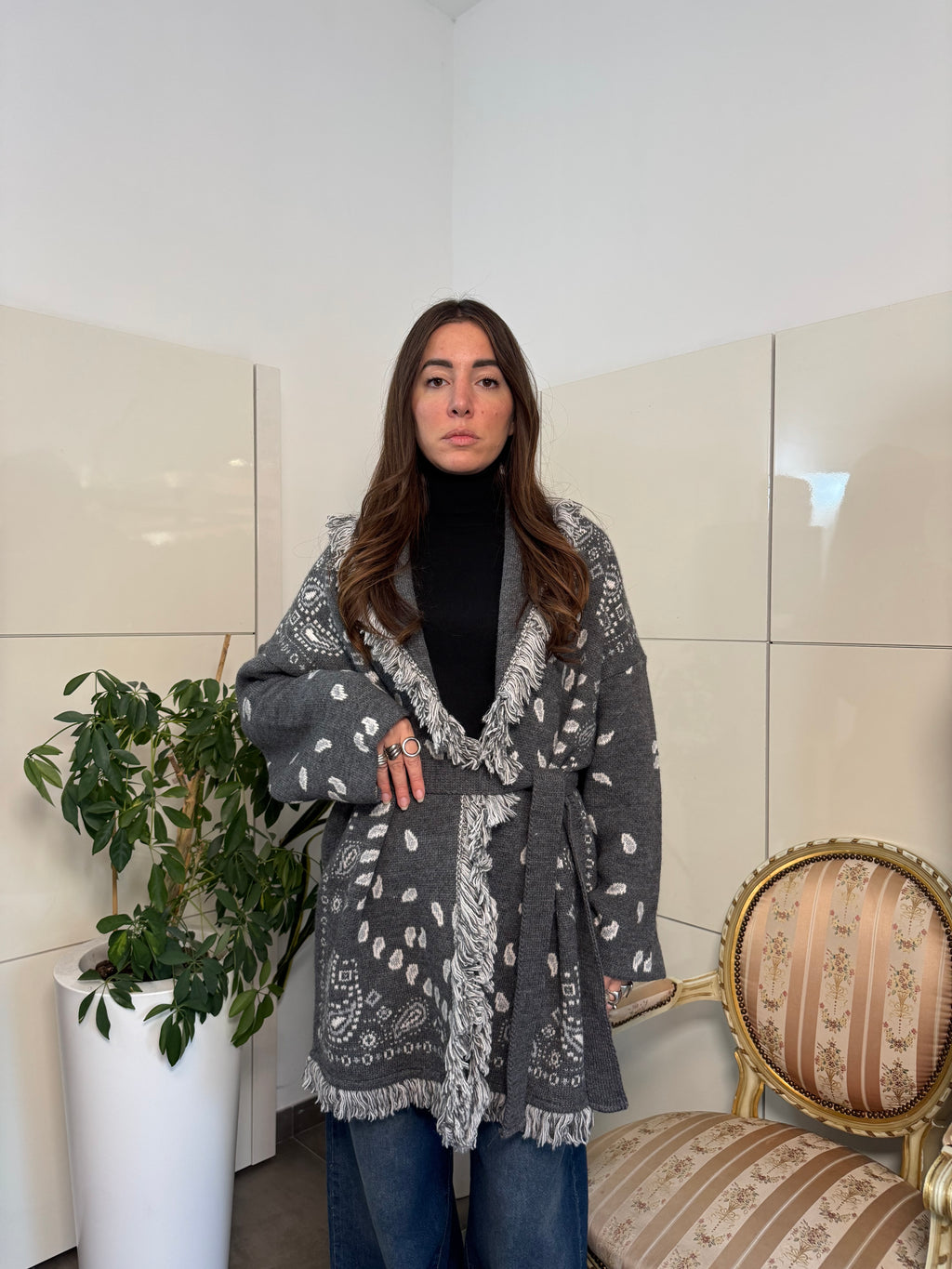 Cardigan Bandana grigio-Tensione In